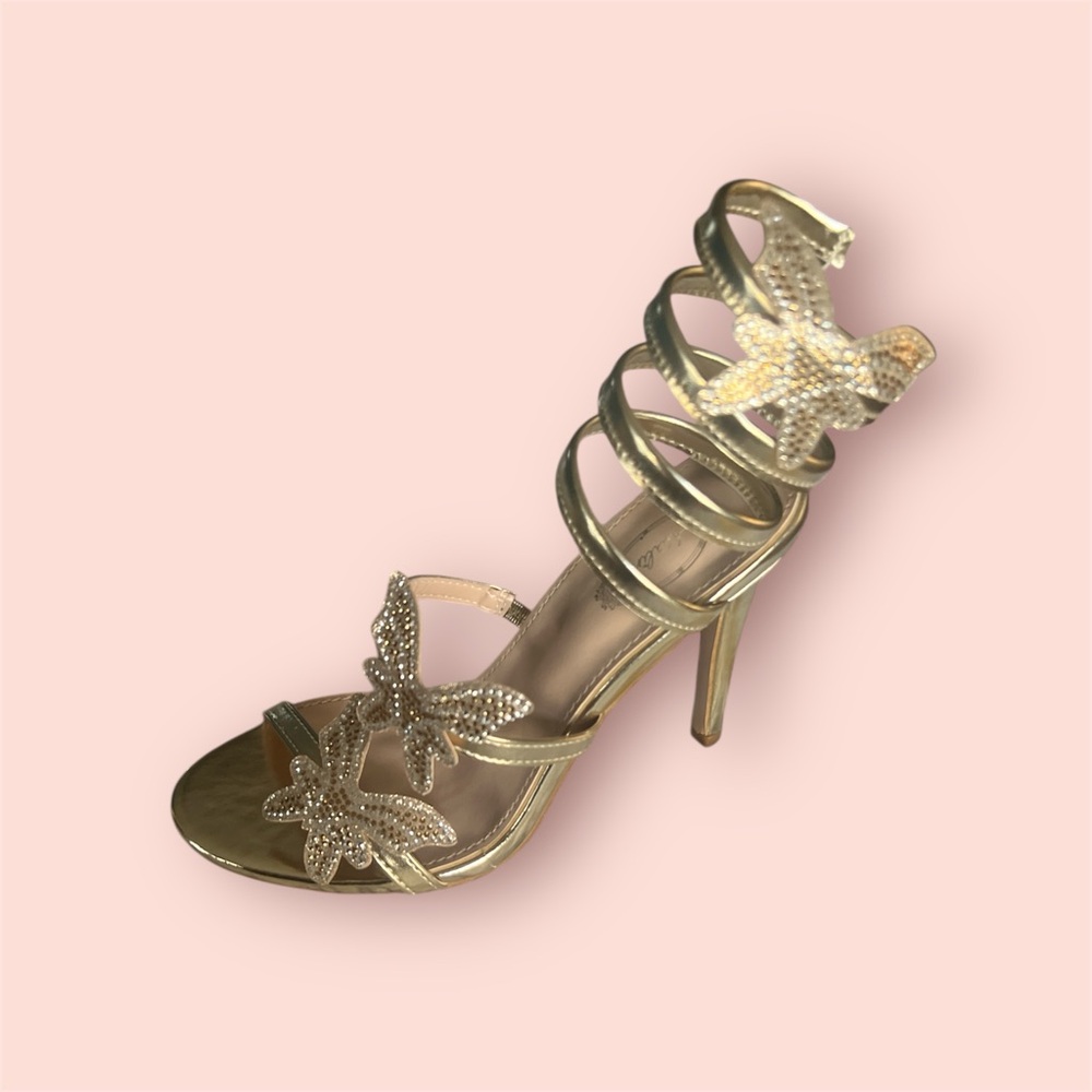 Elegant Gold Butterfly Women’s Heels